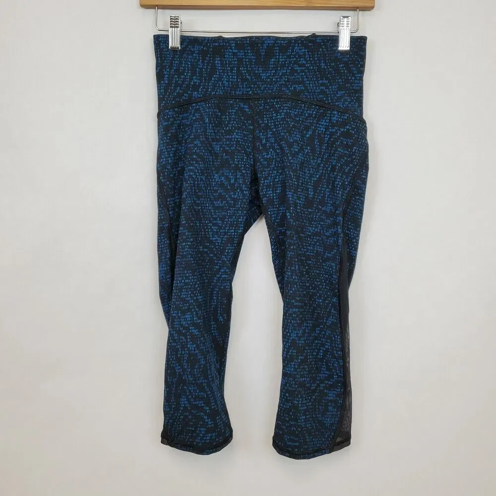 Lululemon‎ Train Times Crop Leggings Size 6 Pulse Capri Black Blue 17